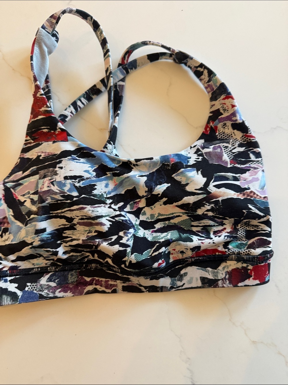 Lululemon Abstract Print Sports Bra in Black, White, Red, Blue